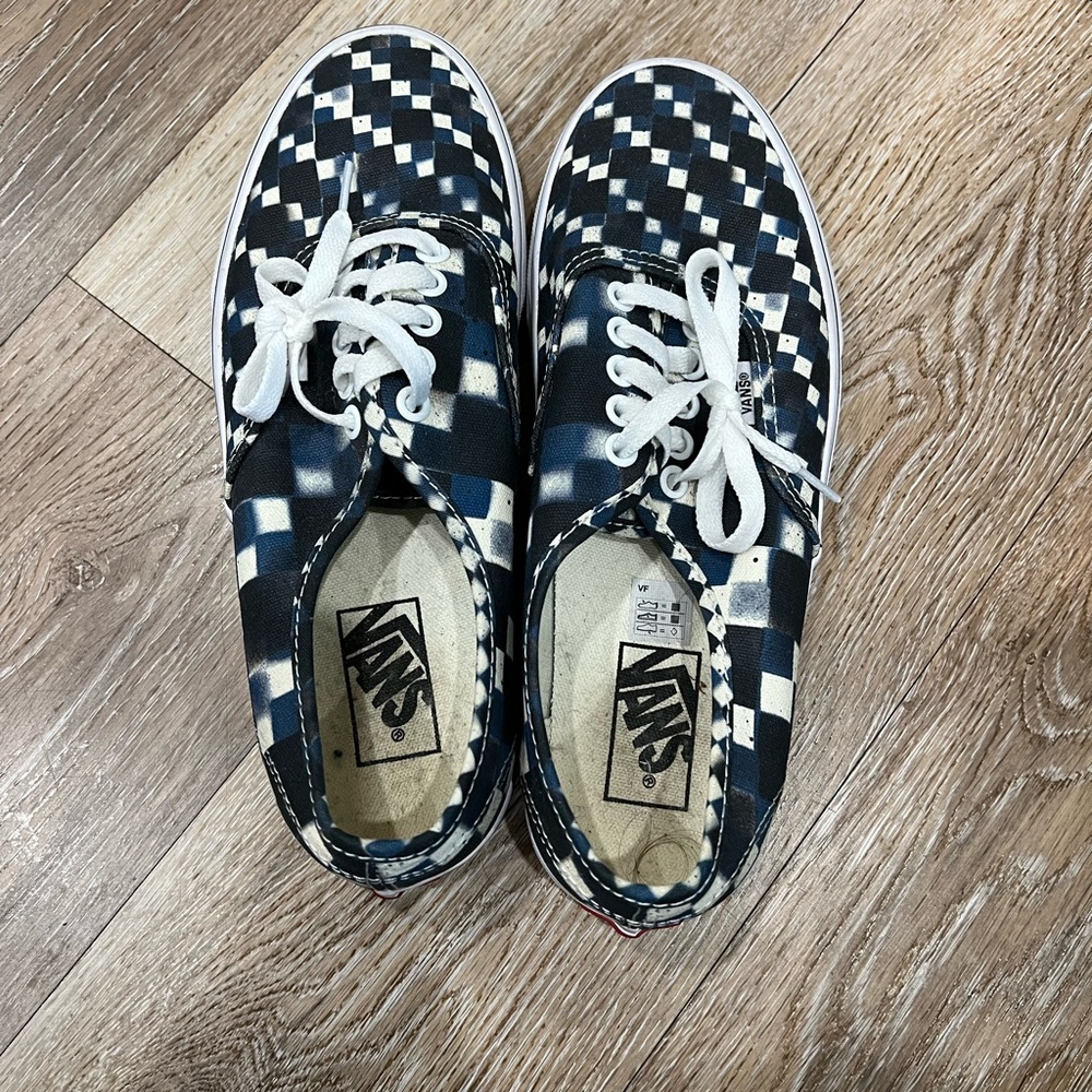 Vans Black, White and Blue Checkered Sneakers